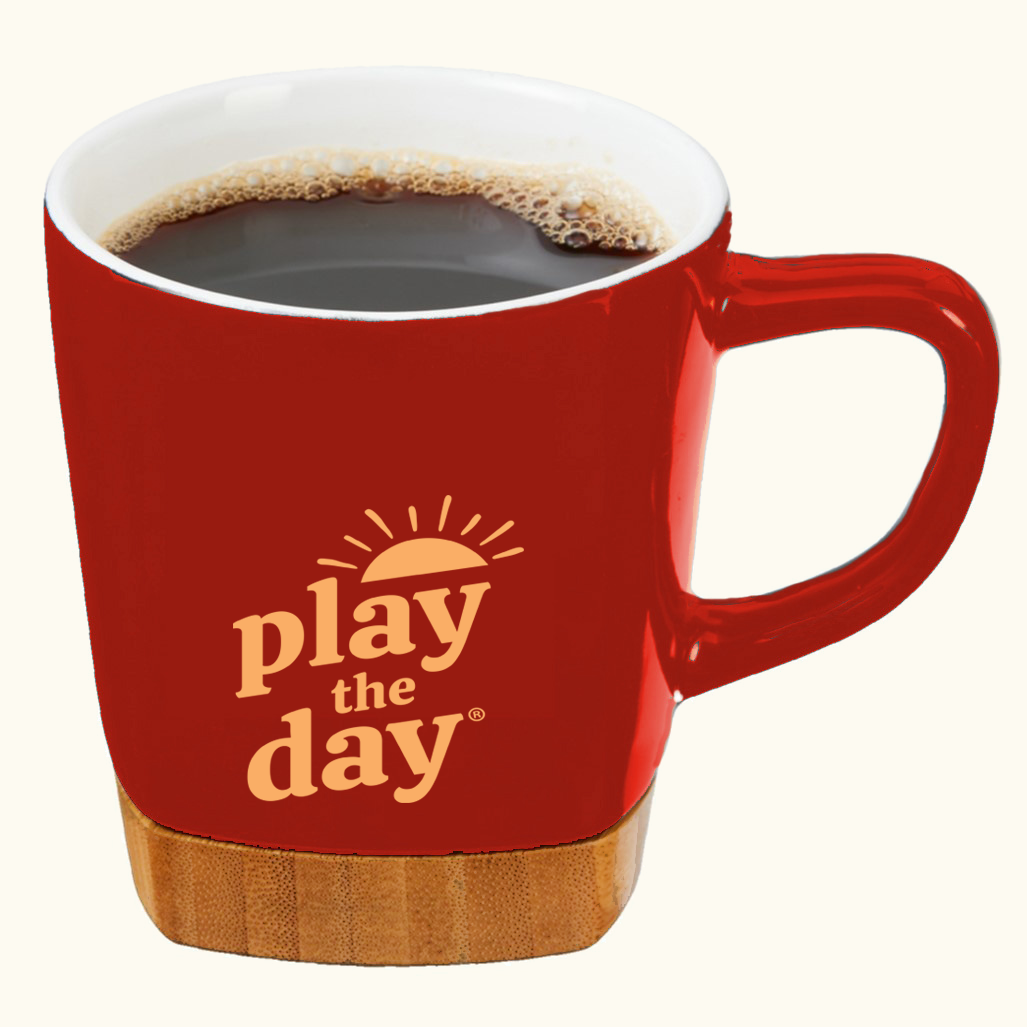 11 oz Play the Day® Ceramic Mug with Bamboo Coaster