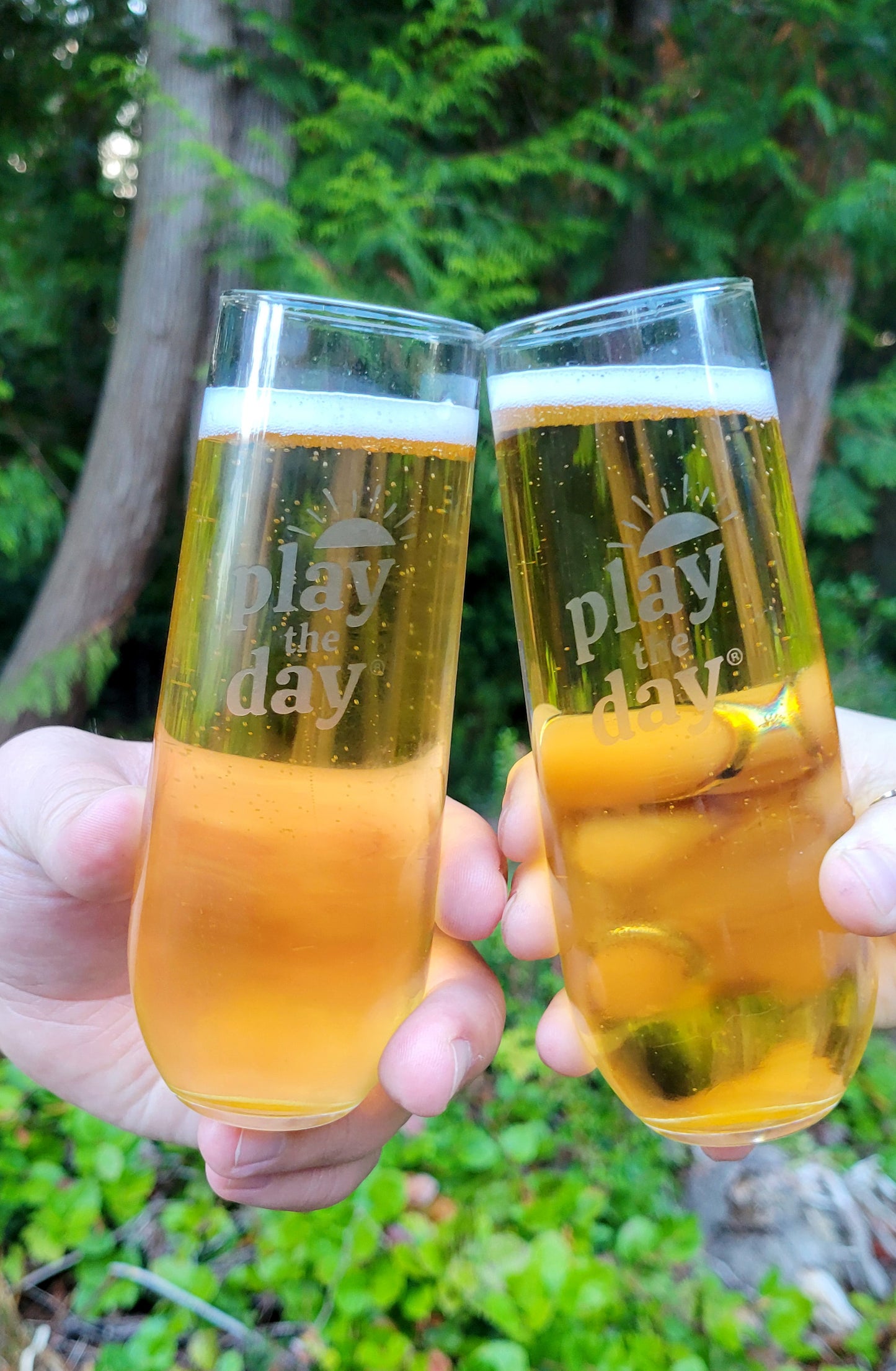 Set of 2 Play the Day® Stemless Champagne Flutes – 8 oz