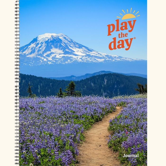 8.5x11 recycled paper journal with Mount Adams and lupine nature photography by Play the Day