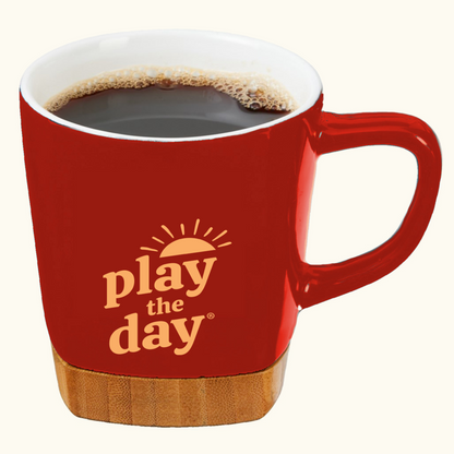 11 oz Play the Day® Ceramic Mug with Bamboo Coaster