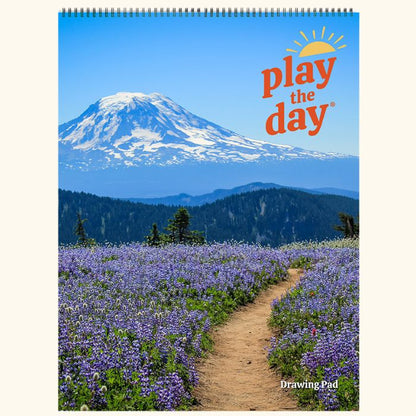 9 x 12 Play the Day® art pad cover featuring Mt. Adams with wild lupine along the Pacific Crest Trail