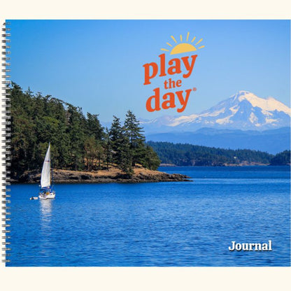 7x6 recycled paper journal featuring San Juan Islands and Mt. Baker nature photo by Stacey Dickinson