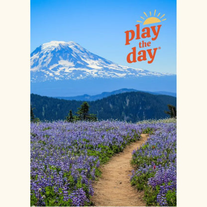 Play the Day® notecard featuring Mt. Adams and blooming lupine along the Pacific Crest Trail